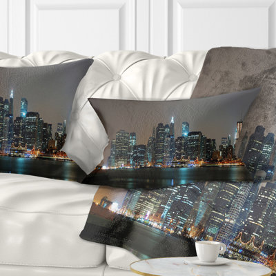 Evening New York Panorama - Cityscape Printed Throw Pillow