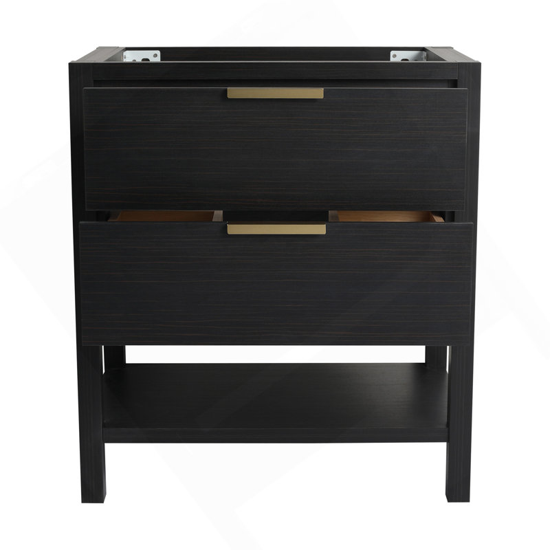 Contreplaqué de meuble-lavabo 30 po avec 2 tiroirs (meuble-lavabo seulement, sans lavabo), Noir châtaignier