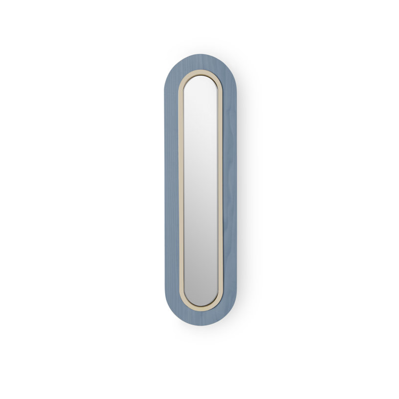 Applique murale super ovale en verre - DEL DIM0-10V - Ivoire mat - Placage de bois - Abat-jour bleu, Blue, Argent
