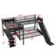L-Shaped Metal Triple Bunk Bed with Loft, Slide, Desk & Storage Shelves – Space-Saving Black