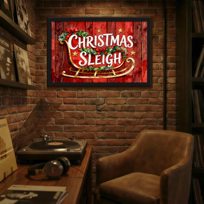 Noël, traîneau de Noël, fond en bois, décor des Fêtes
