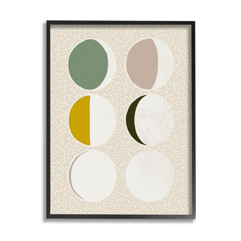 «Boho Contemporary Moon Phases On Wood» par Ziwei Li, impression, Giclée encadrée noir minuit, H 24 po x l 30 po