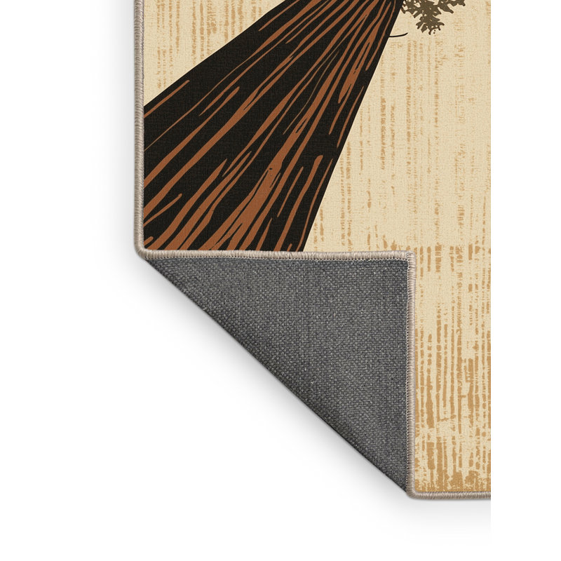 Tapis beige moelleux et moelleux à l'aspect rustique et rétro de style séquoia, 7 x 10
