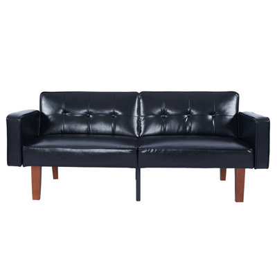 Convertible Futon Sofa Bed with Split Back and PU Leather