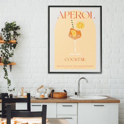 Giclée encadrée de style cocktail rétro Aperol, design par Lil 'Rue