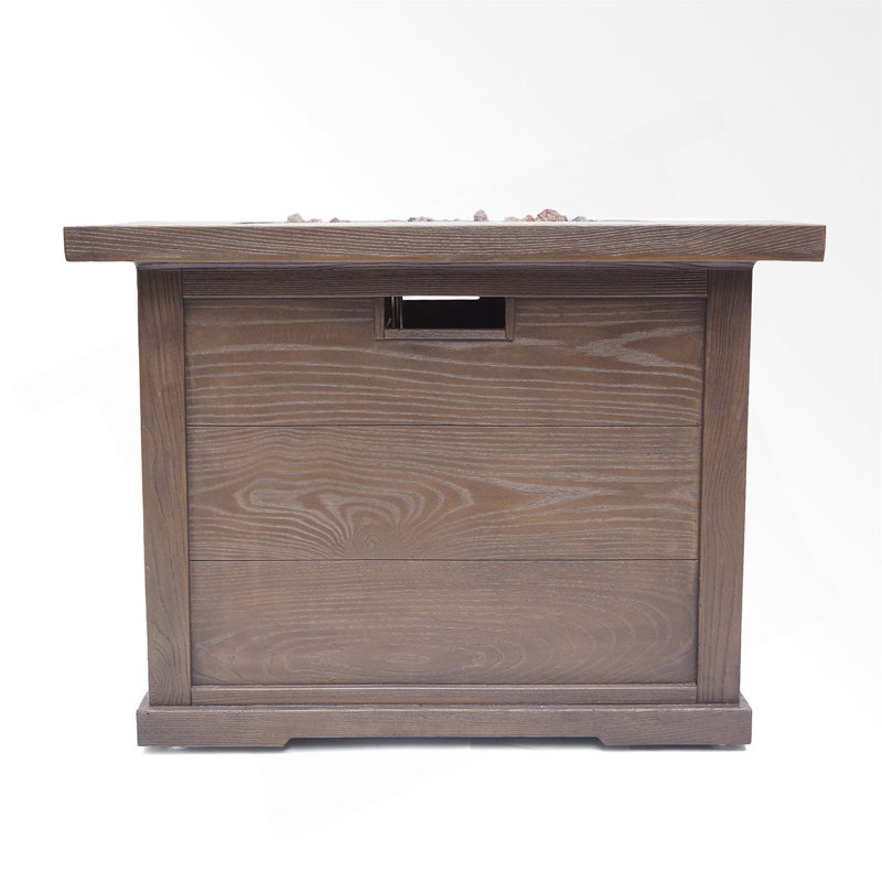 Foyer d'extérieur carré au gaz H 24 po x l 32 po (réservoir à l'intérieur), brun avec motif en bois - 40 000 BTU