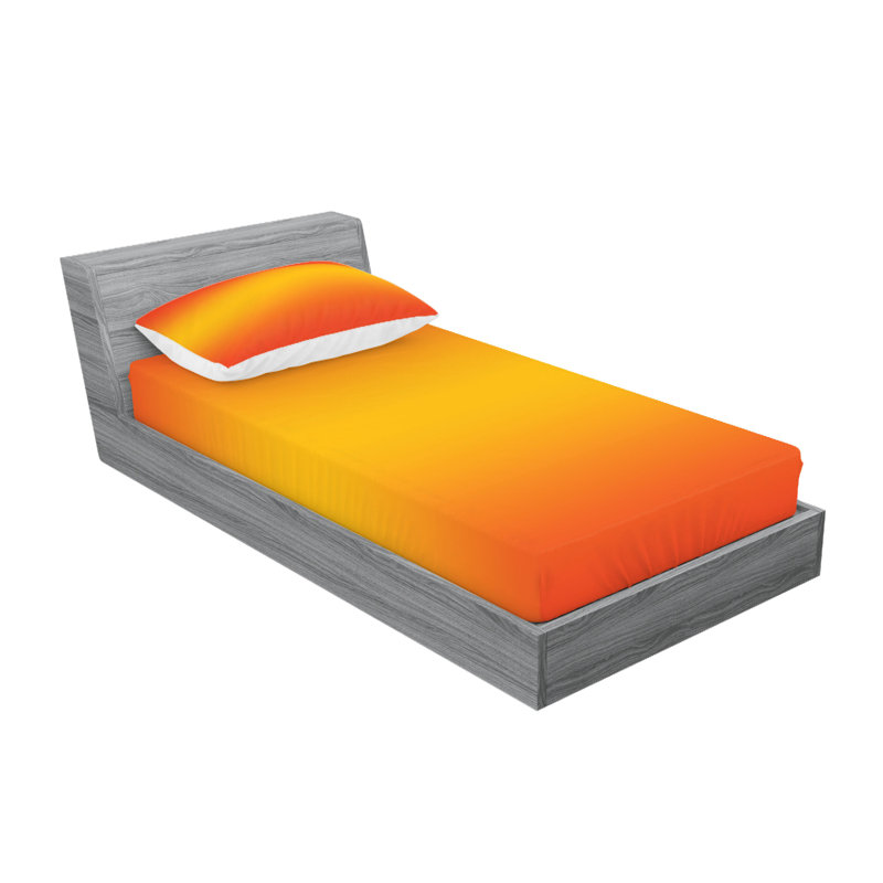 Ambesonne Ombre Fitted Sheet & Pillow Sham, Orange Yellow, Twin Sheet Set + 5 Additional pieces