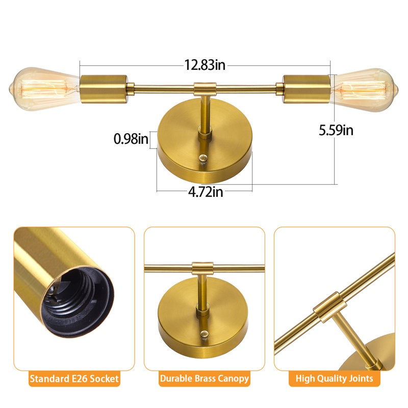 Jaimin 2 - Light Dimmable Vanity Light, Brushed Gold