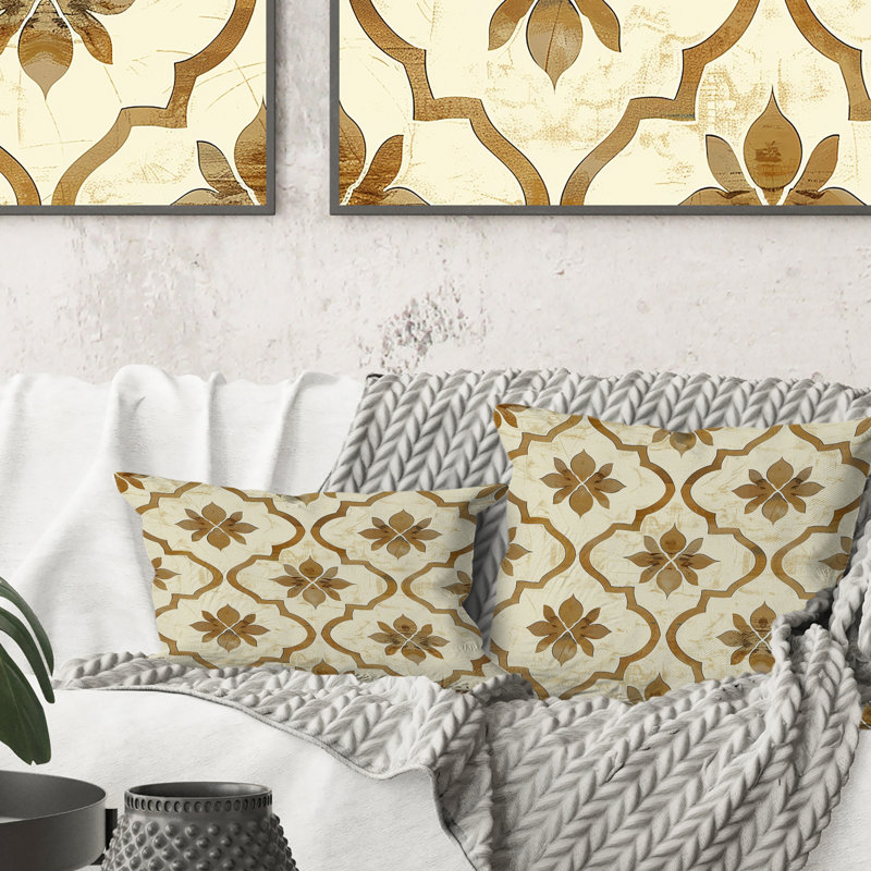 Coussin décoratif beige Mid-Century Quatrfoil II - Mid-Century, H 16 po x l 16 po