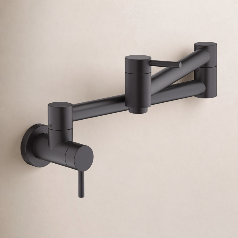 Circular Pull Down Pot Filler with Accessories, Matte Black