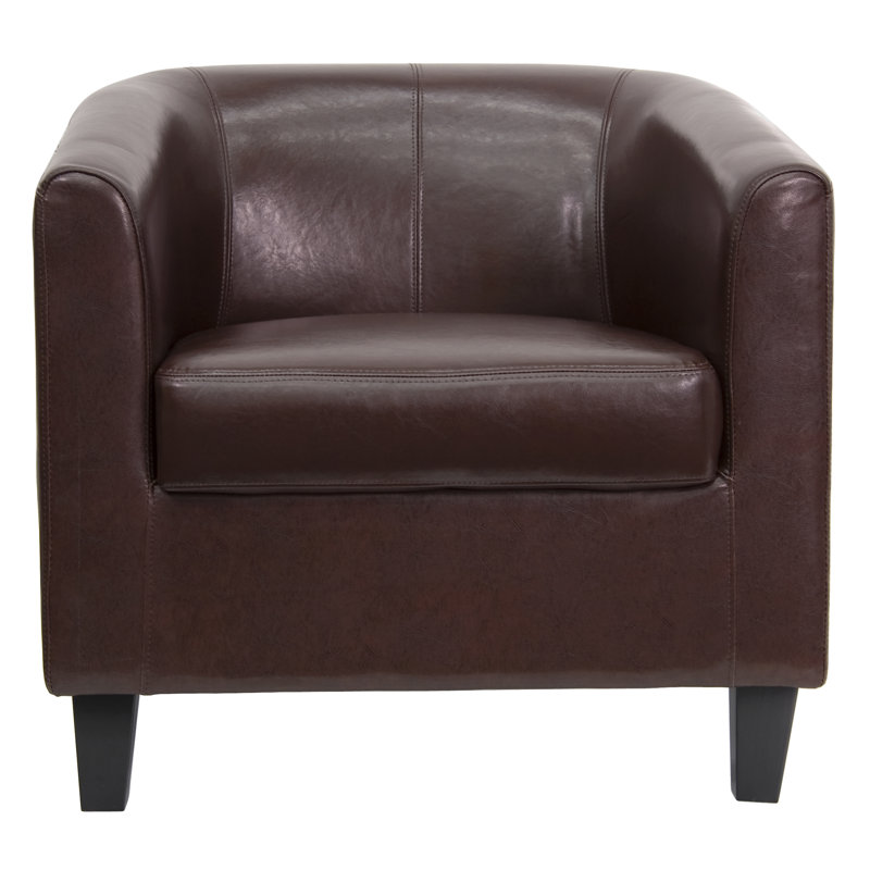 Faux Leather Armchair, Brown Leather