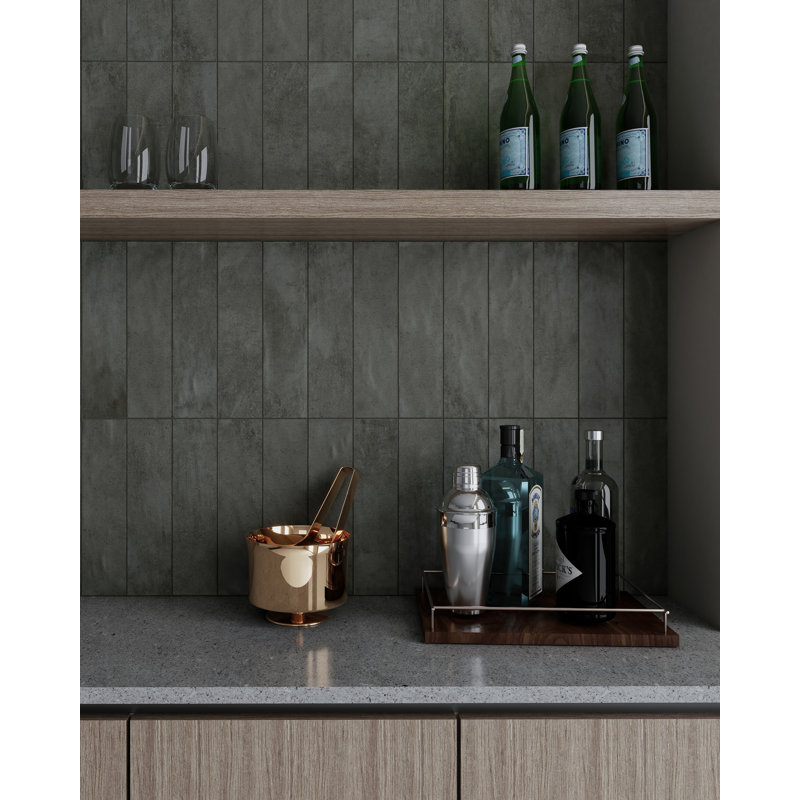 Arcadian 3in.x12in. Ceramic Subway Tile, Ash Matte