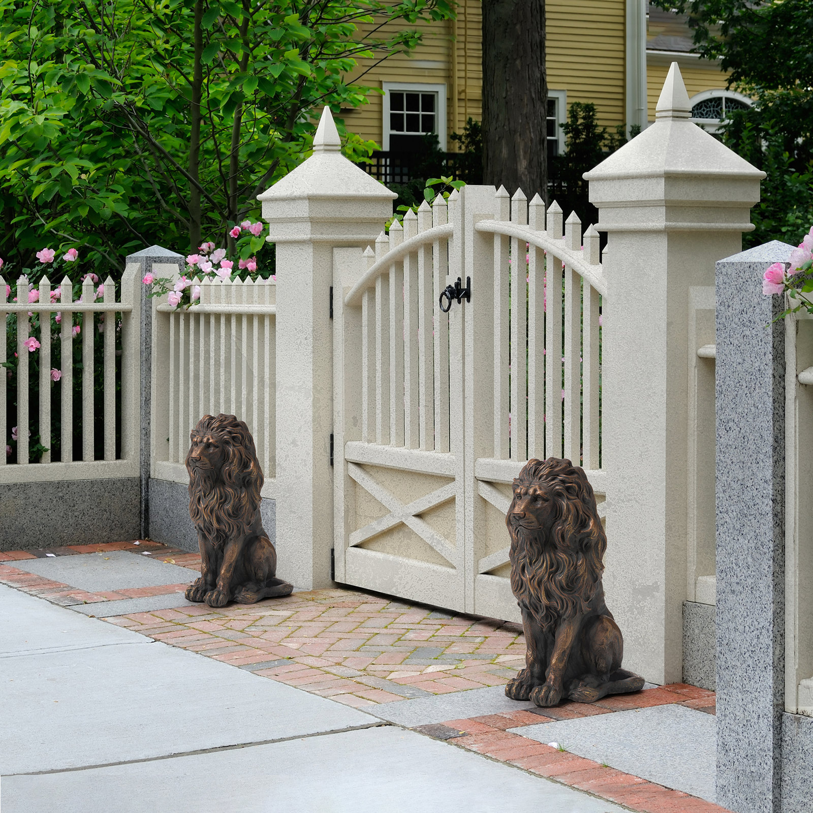 Irizarry Weather-Resistant Lion Garden Statue, 2, 20.5" H x 14.25" W x 9.75" D, Bronze