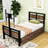 Twin Size Platform Bed with Rotatable TV Stand and Storage Drawers