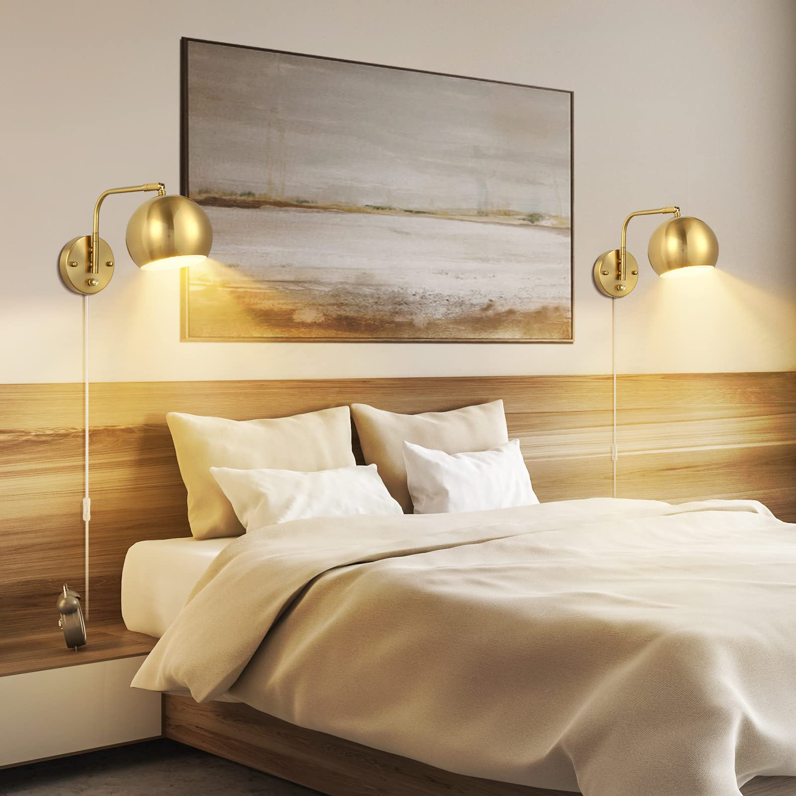 View of Mercer41 Wall Sconces Plug In, Dimmable Wall Sconce Swing Arm Wall ...