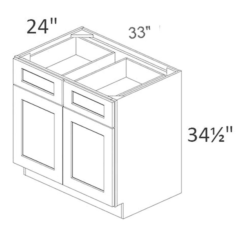 Armoire de cuisine blanche, l 33 po x H 34,5 po, comprenant des charnières à fermeture en douceur, des tiroirs en bois massif et une base de rangement Shaker