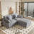 Slipcovered Upholstered Modular Sofa With Ottoman-110374991-110374986