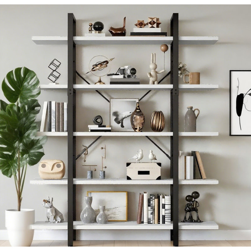 Étagère à livres en bois H 71 "x l 47" Kazys, Noir / blanc