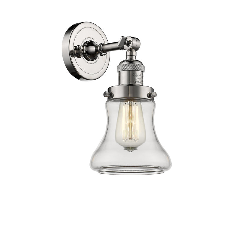 Edda Dimmable Bath Sconce, Clear, 6 Watt Vinage LED Bulb, Polished Nickel