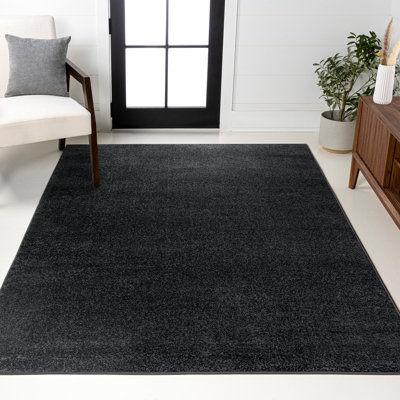 Asaldis Solid Low-Pile Black Rug
