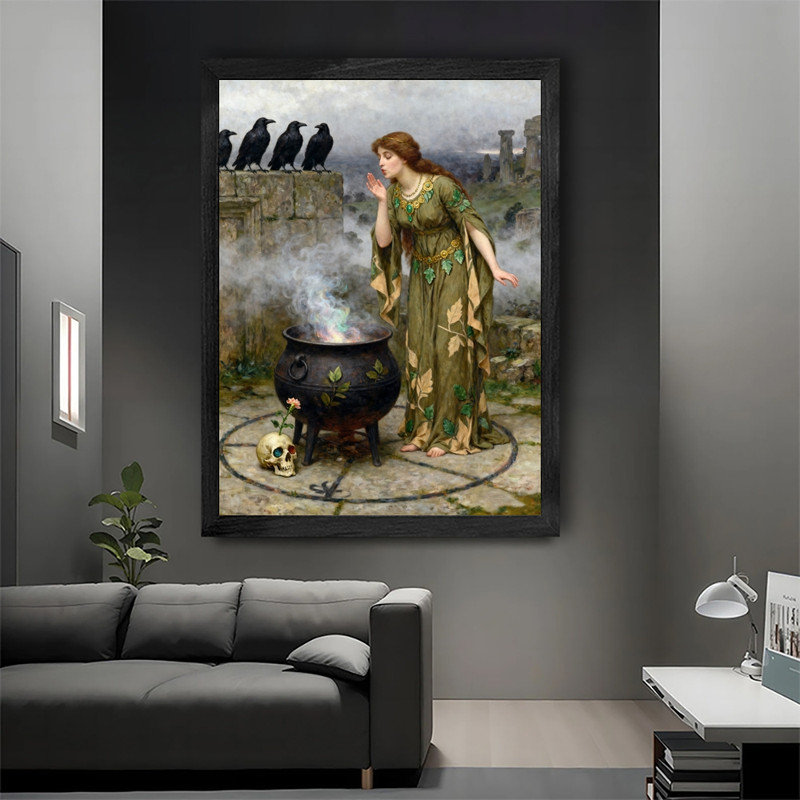 «Black», art mural fantaisiste, chaudron de sorcière, H 17 po x l 13 po