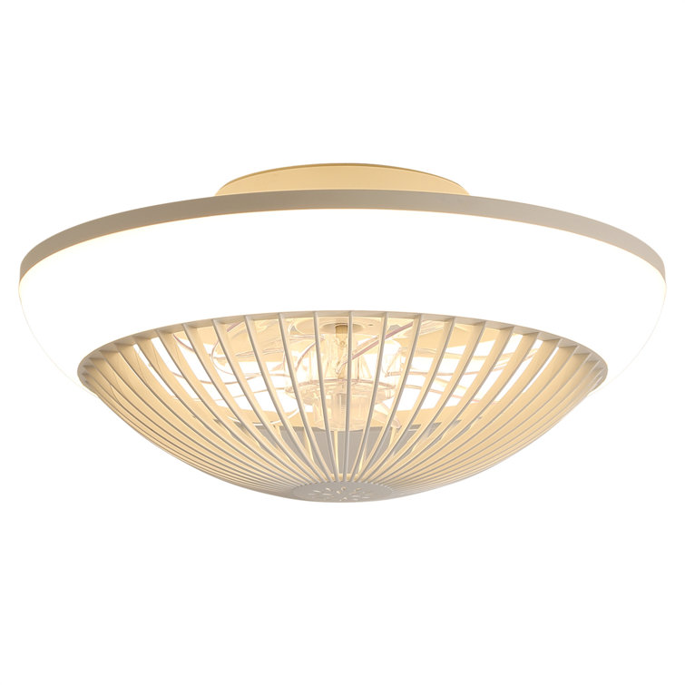 15 Inch RGB Dimmable Led Enclosed Ceiling Fan With Light Modern Bladeless 6 Speed Remote Control For Bedroom Kids Room Party