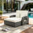 PE Wicker Rattan Double Chaise Lounge, 2-Person Reclining Daybed with Adjustable Back and Cushions-129028487