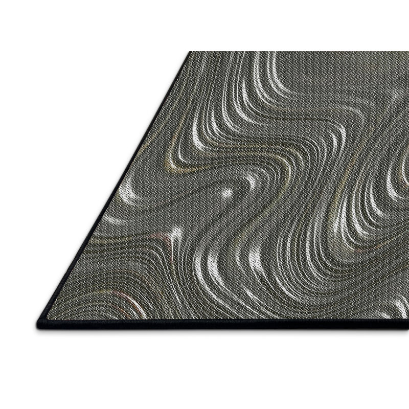 Tapis zone grise à motifs, Rectangle 7 pi x 10 pi