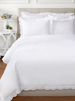 Berrada Double Scalloped 100% Cotton Zip Sham, White