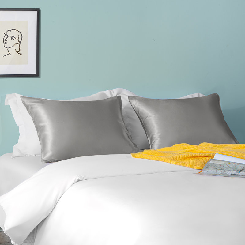 Taies d'oreiller, taies d'oreiller luxueuses en satin avec fermeture à enveloppe - NTBAY, Gris, Taie d’oreiller standard