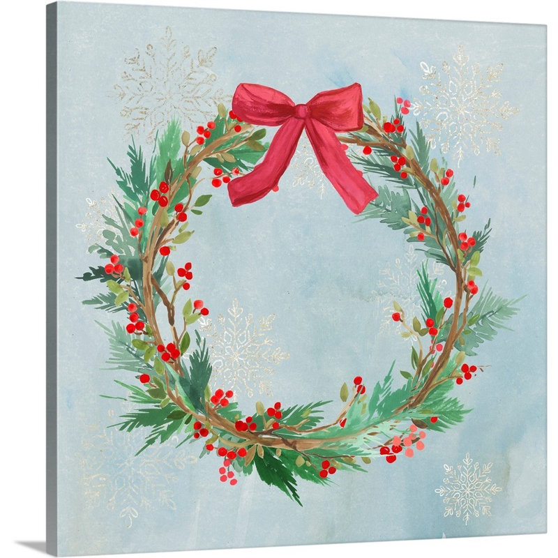 Couronne de Noël-reproduction d’art sur toile, H 30 po x l 30 po x P 1,25 po, Toile tendue