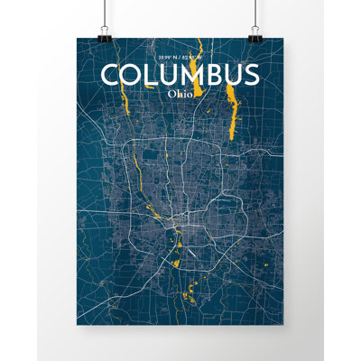 Columbus City Map - No Frame Print