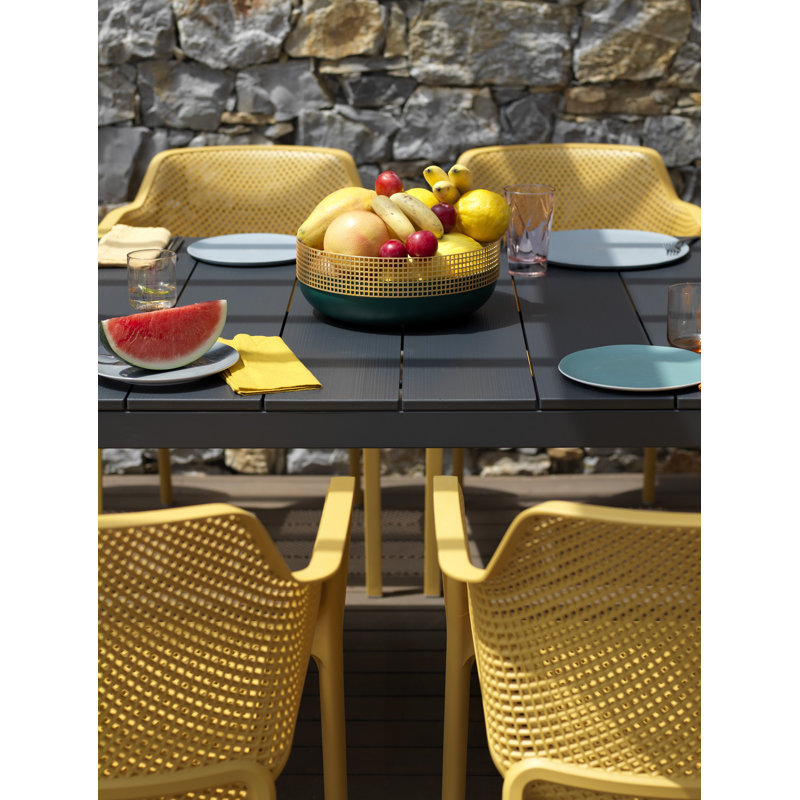 Hazan Stacking Patio Dining Armchair with Cushion, Corallo