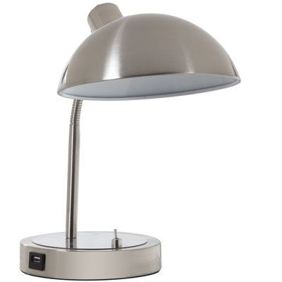 Lampe de bureau en nickel avec USB 13,75 po Sakchan