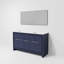 Meuble-lavabo double bleu marine l 60 po x P 20 po, comptoir en quartz blanc et miroir de 55 po-133257256