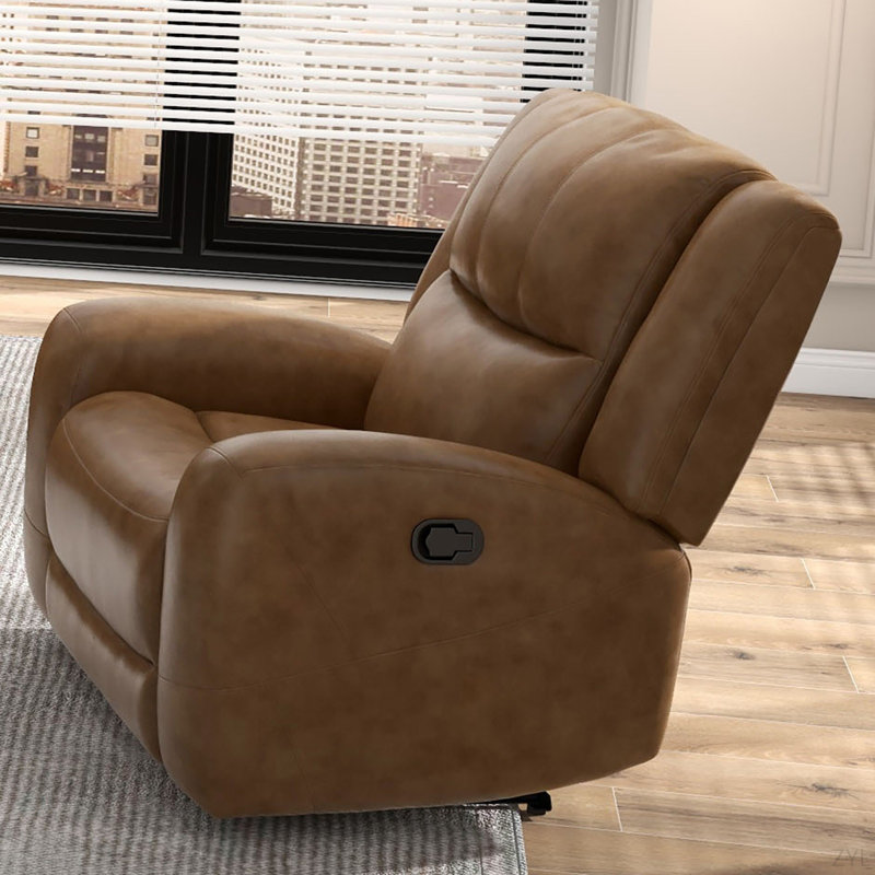 Transitional Style Manual Recliner Pillow Top Arms Mocha Finish Primary Living Room