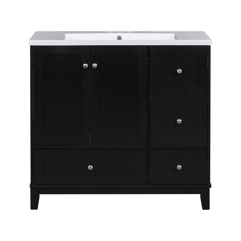 80 18'' Single Bathroom Vanity with Top, Black