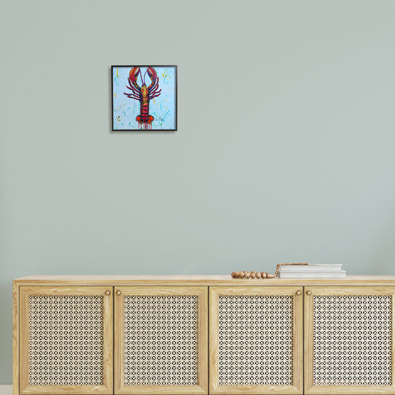 Peinture de homard de style urbain, Giclée encadrée noir minuit, H 12 po x l 12 po x P 1,5 po
