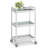 3-Tier Glass Utility Cart Rolling Metal Storage Organizer with Wheels-100824410