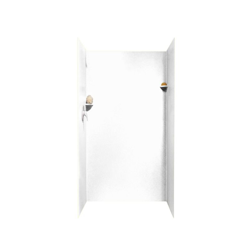 Paroi de douche à trois panneaux 72 po x 36 po x 36 po Solid Surface, Blanc