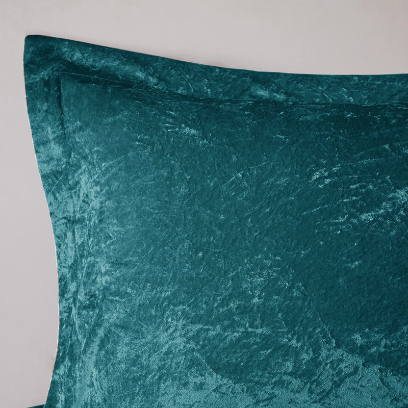 Édredon luxueux en velours bleu sarcelle pour lit simple / simple TG - Remplissage diamant avec coussin lavable à la machine