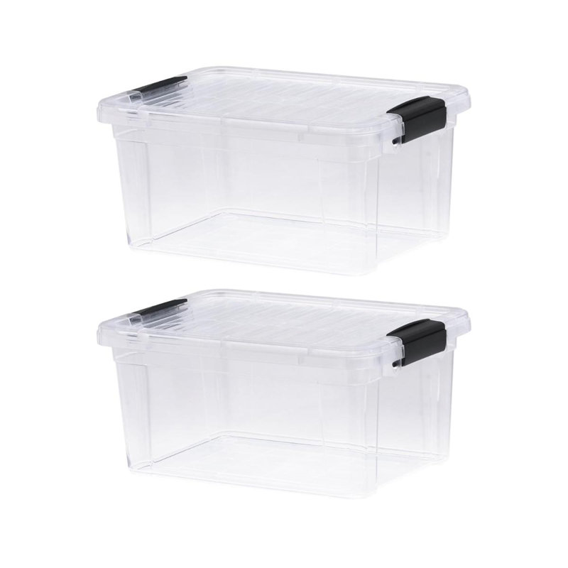 Superio Clear Storage Boxes with Lids, Plastic Container Bins for Organizing, Stackable Crates, BPA Free, Non Toxic, Odor Free, Organizers for Home, Office, School, and Dorm, 6.6 Quart, 2 Pack