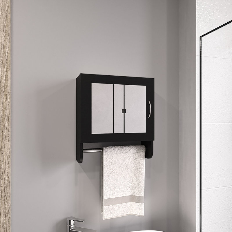 Armoire à pharmacie blanche à miroir avec porte-serviettes, H 19,7 po et l 17,7 po, deux tablettes intérieures pour la cuisine de la salle de bain, armoire simple avec rangement X, blanc, étagère incluse et unité compacte