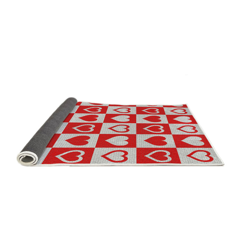 Tapis rouge/blanc à motifs Bonenfant, Rond 4 pi
