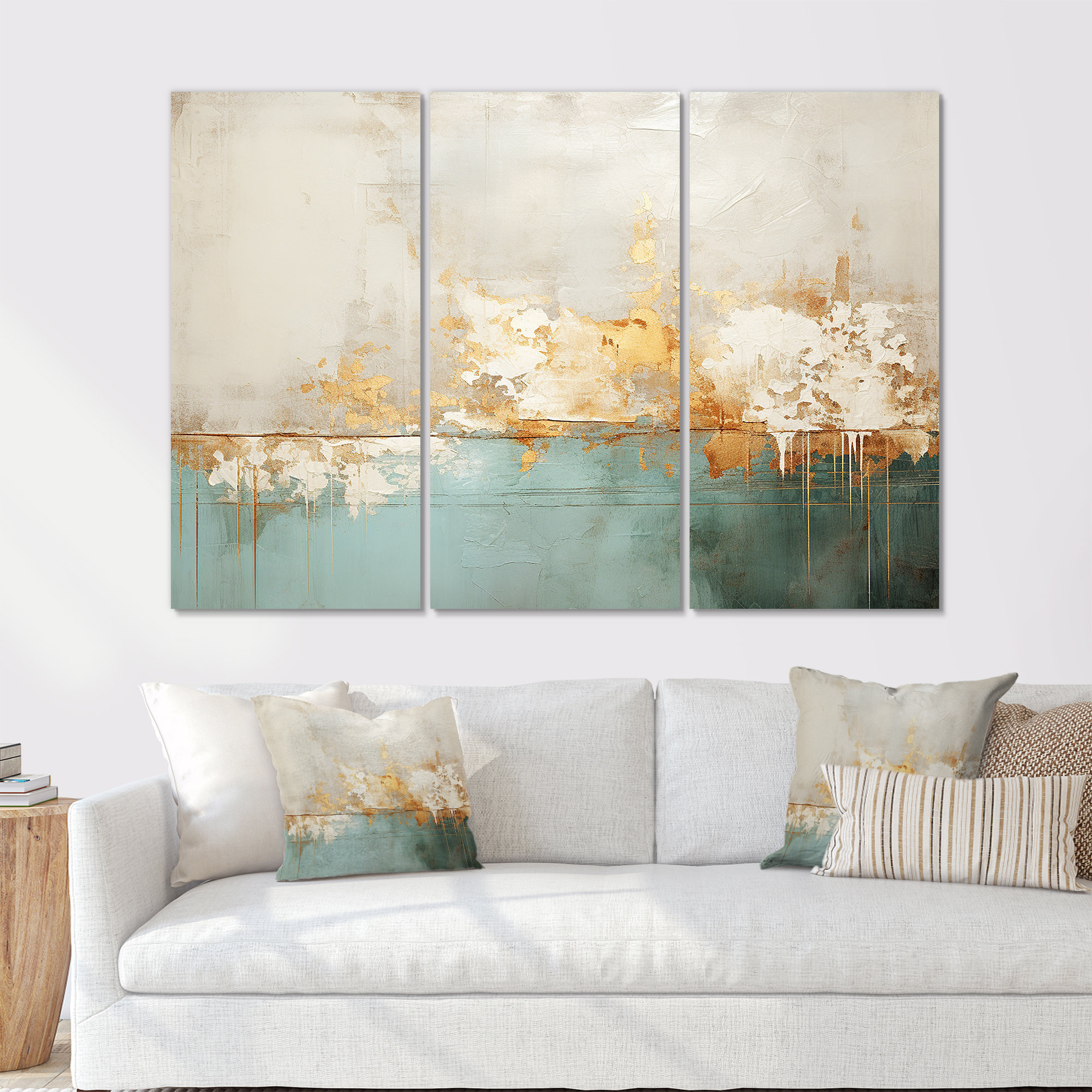 Image showcasing Abstract Blue White Marble Teal Swirl Artwork Modern Minimalist ...