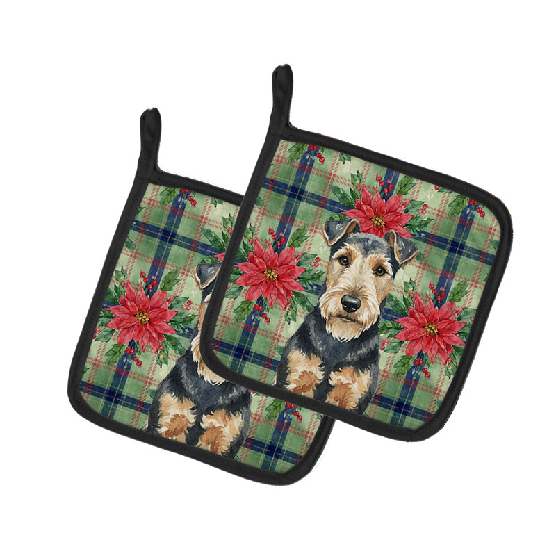 Paire de poignées Welsh Terrier Christmas Poinsettas