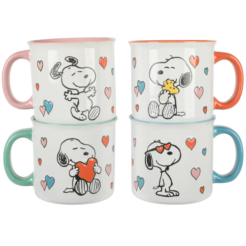 Grand ensemble de 4 tasses en grès 21 oz Peanuts Mothers Love