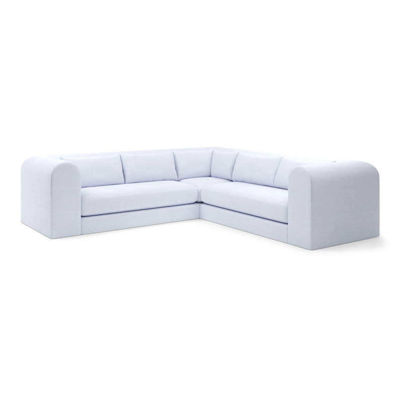 Baldwin L Sectional, White Polyester Blend