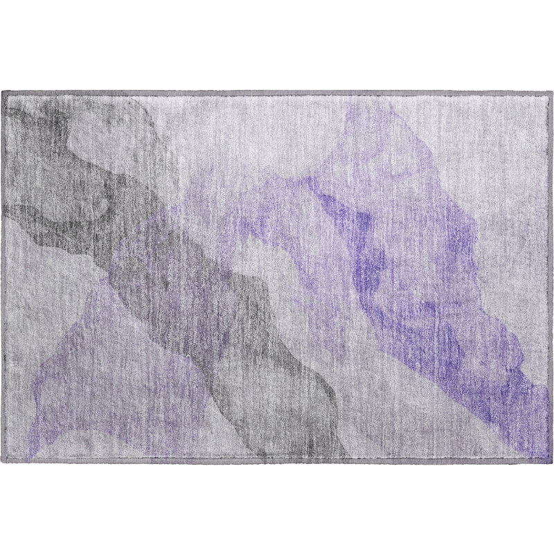 Premium Machine Washable Mayfield AMF2109 Abstract Rug, 1'8" x 2'6", Lavender