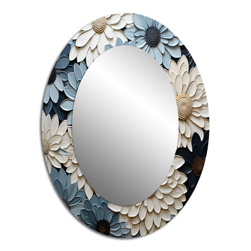 Theodulus - Large Oval Wall Mirror On Metal, 40" H x 30" W